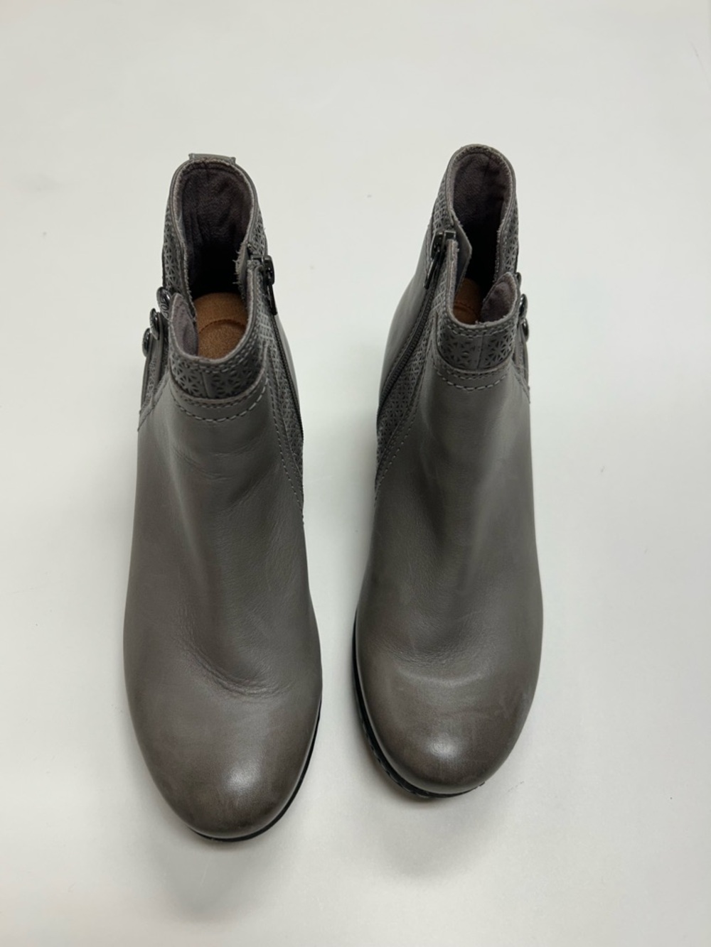 Rockport Gray Low Heel Ankle Booties with Button Accent - Picture 5 of 10